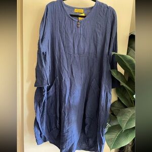 Organic cotton summer chore dress with pockets